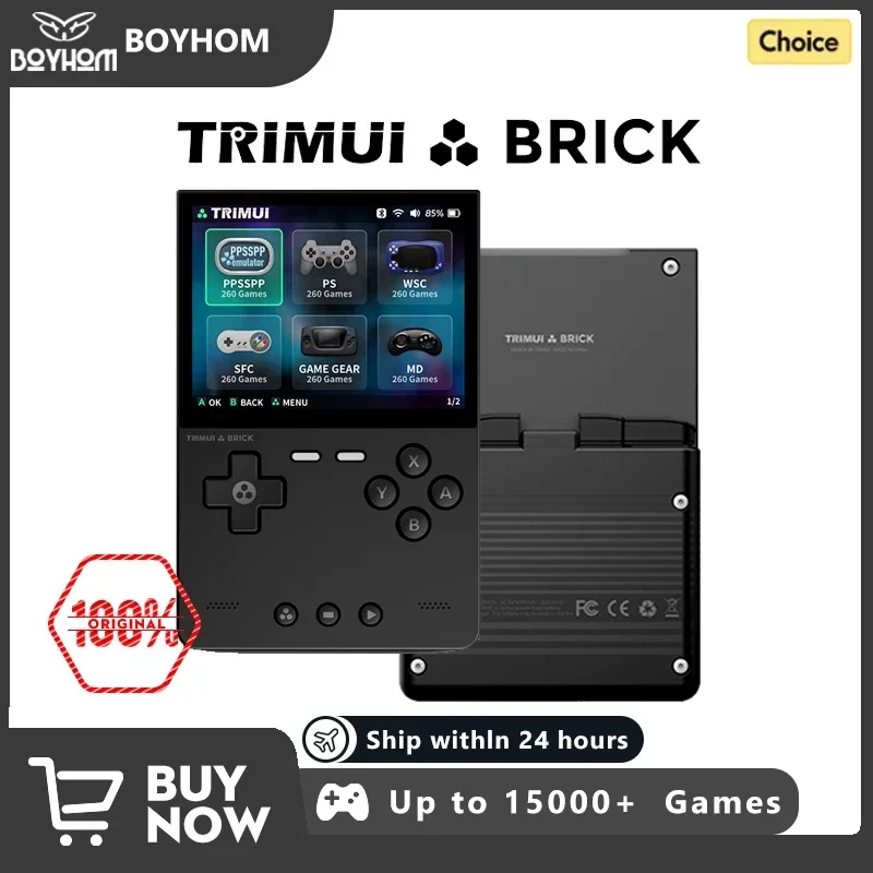 TRIMUI BRICK-consola de juegos Retro portátil, pantalla IPS de 400PPI, sistema Linux, batería de larga duración de 3000mAh, teclas de regalo con efecto LED de humor