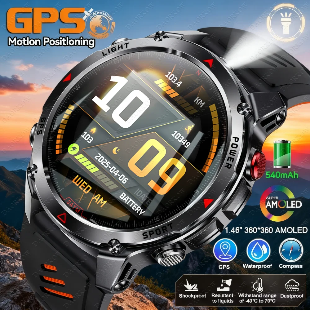 

2025 New Outdoor GPS Sports Smart Watch Men Professional Swimming Watches Compass Altimeter 3ATM Waterproof Smart Bracelets Man