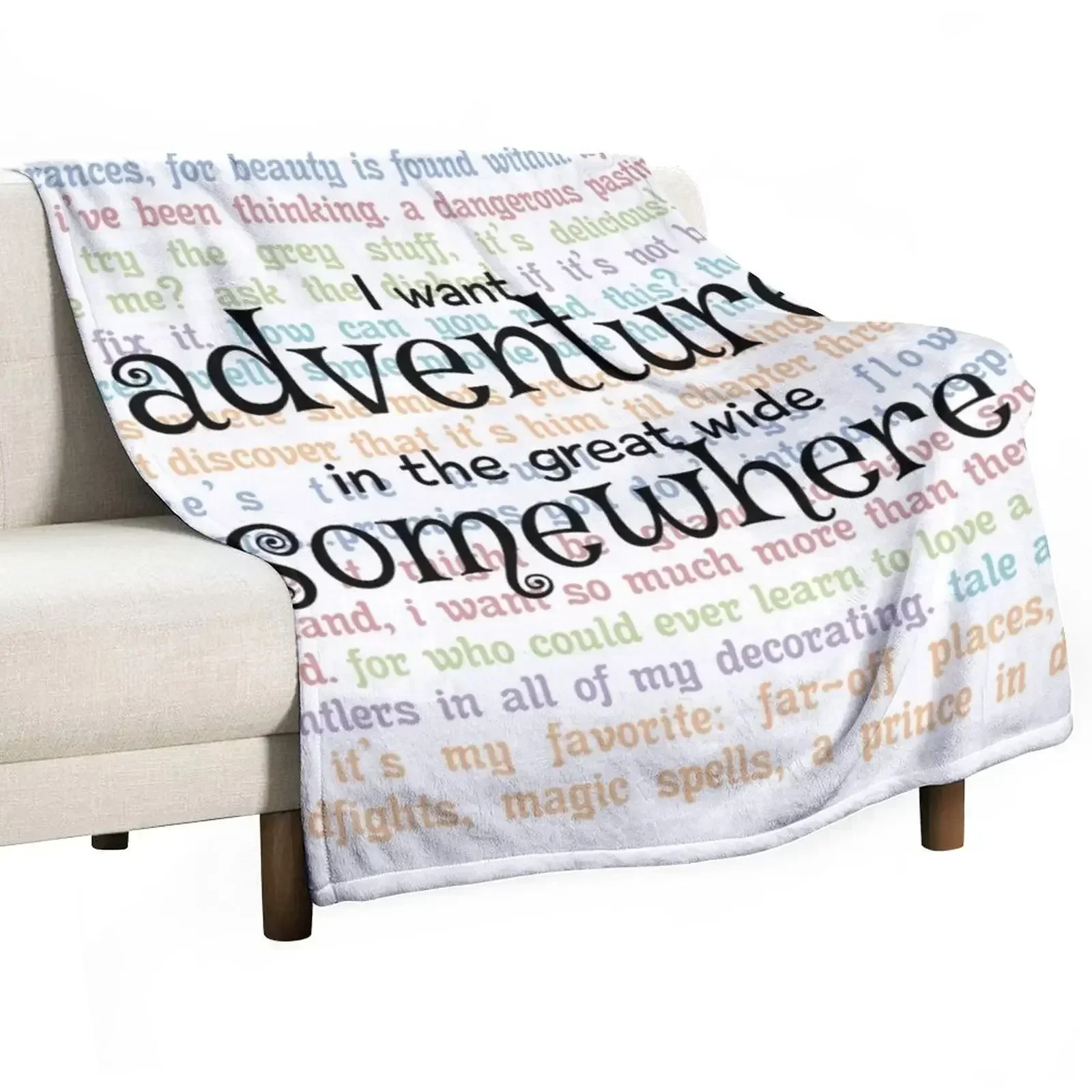 I Want Adventure in the Great Wide Somewhere Throw Blanket Travel Size Cozy Blanket for Plane Train