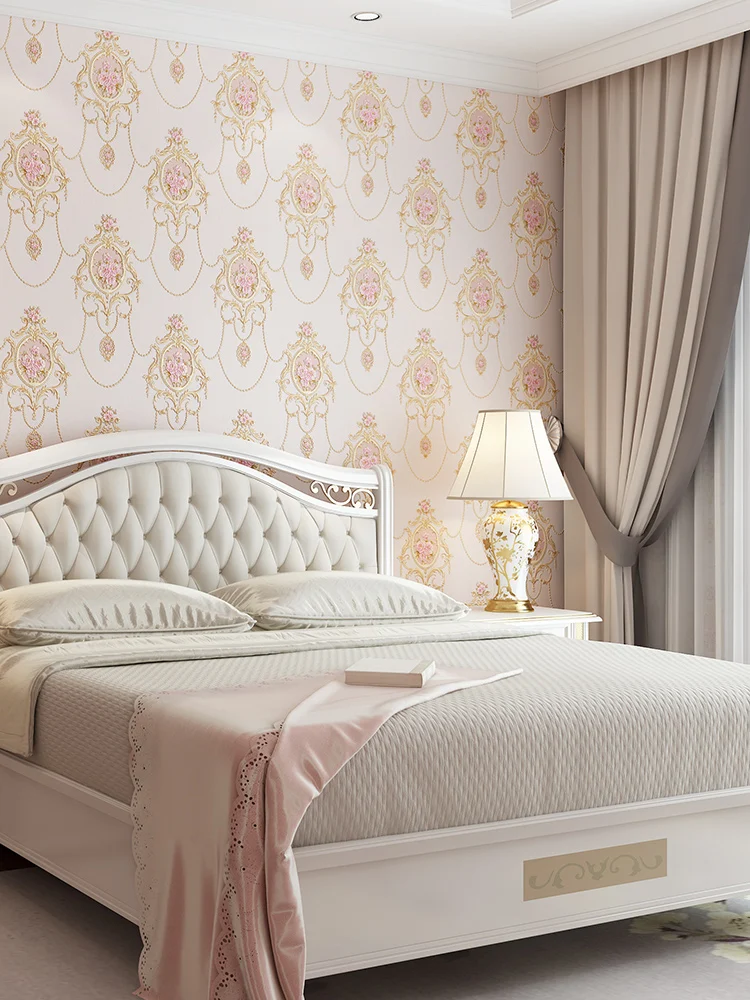 European Embossed Pink Floral Wallpaper Luxury Home Decoration 3D Wallpaper for Living Room Romantic Bedroom