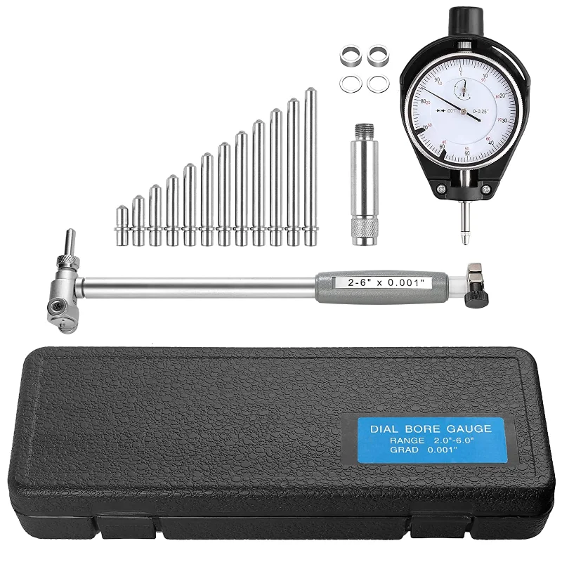 

Plated Hand Dial Bore Gauge 2"-6"/0.001" Extender Dial Bore Gauge Set Self-Centering Bore Gauge Set With Carbide Anvils