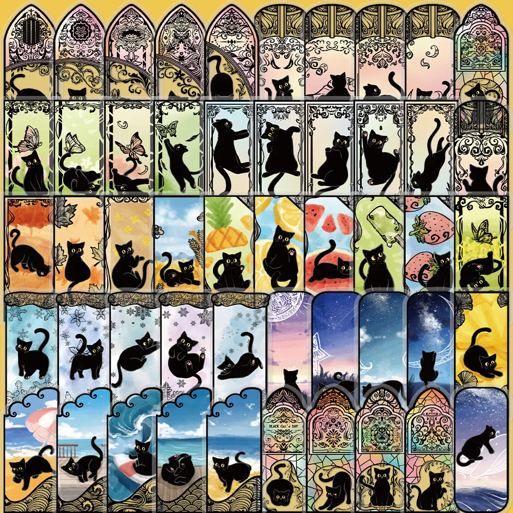 

10/50PCS Kawaii Cat Stickers Cute PET Black Cat DIY Stickers Scrapbooking Phone Guitar Phone Helmet Decorative Waterproof Decals