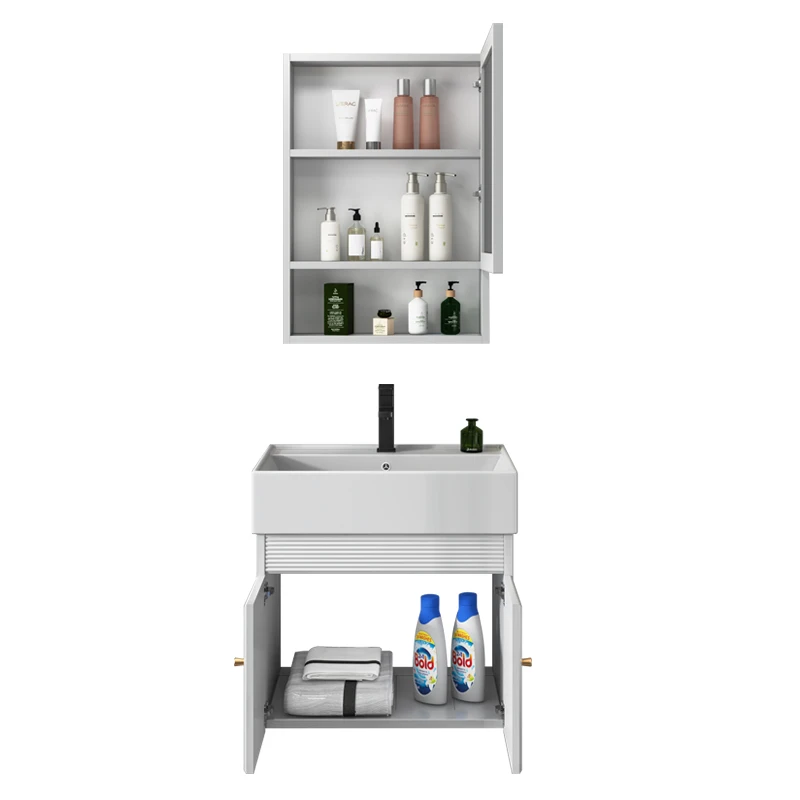 Space aluminum bathroom cabinet combination narrow and long hand washbasin small apartment bathroom small size washbasin