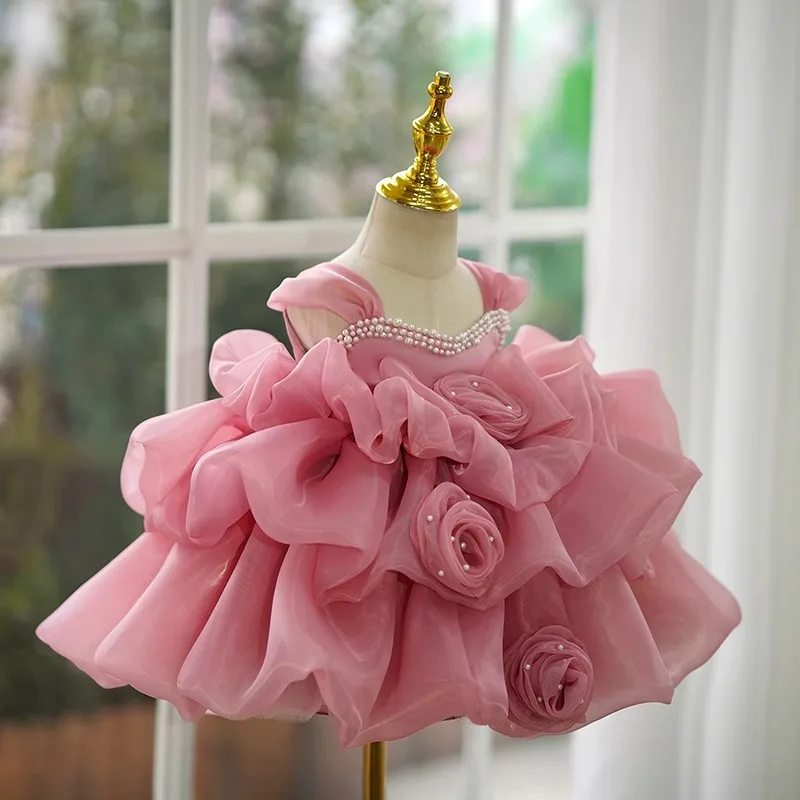 High end banquet baby girl birthday party dress formal first year Christmas costume flower boy wedding fluffy princess dress