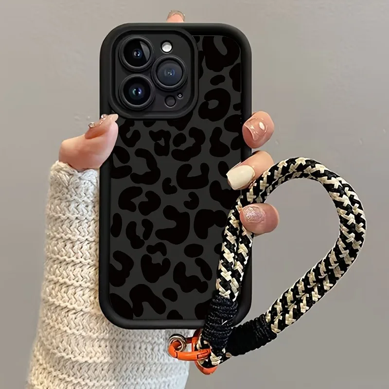 Luxury Leopard Print Hang Strap Phone Case For iPhone 18 17 Pro Max 16 Pro 11 12 13 14 15 17Air X XS XR 7 8 Plus 16E Soft Cover product photo