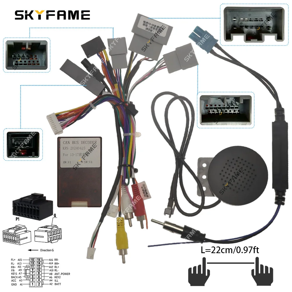 

SKYFAME 16Pin Car Wiring Harness Adapter Canbus Box Decoder Android Radio Power Cable For Land Rover Range Rover Discovery
