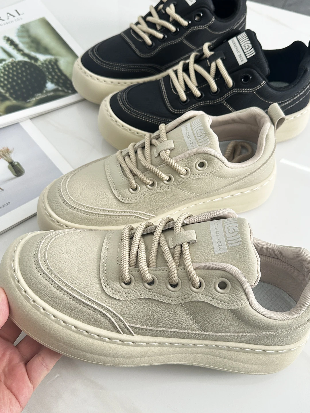 

Breathable Casual Men's Cloth Shoes Anti-slip Wear-resistant Spring Autumn Versatile Thick Bottom Fashionable Board Shoes You...