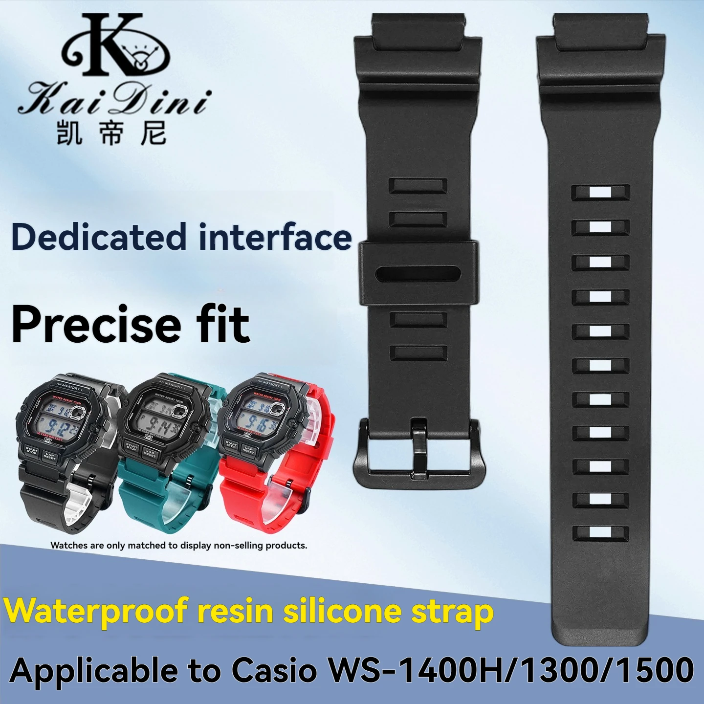 Bracelet de montre en Silicone pour Casio WS-1400 WS-1600 WS-1500 WS-1700, résine de sport, accessoires de montre étanches 18mm