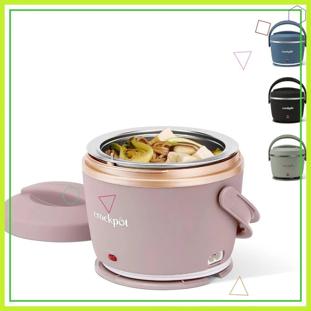 

20-Ounce Portable Electric Lunch Box, Spill-Free Food Warmer in Blush Pink for Travel and On-the-Go