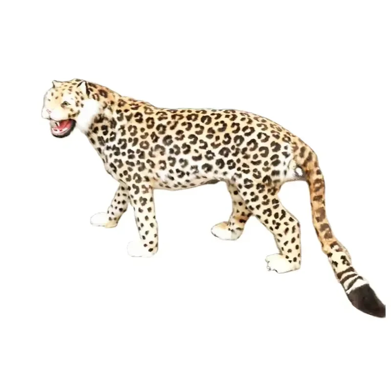 for Handmade Fur Leopard Plush Toy Large Realistic Simulation Animal Model Soft Stuffed Doll Home Decor Gift for Kids Adults