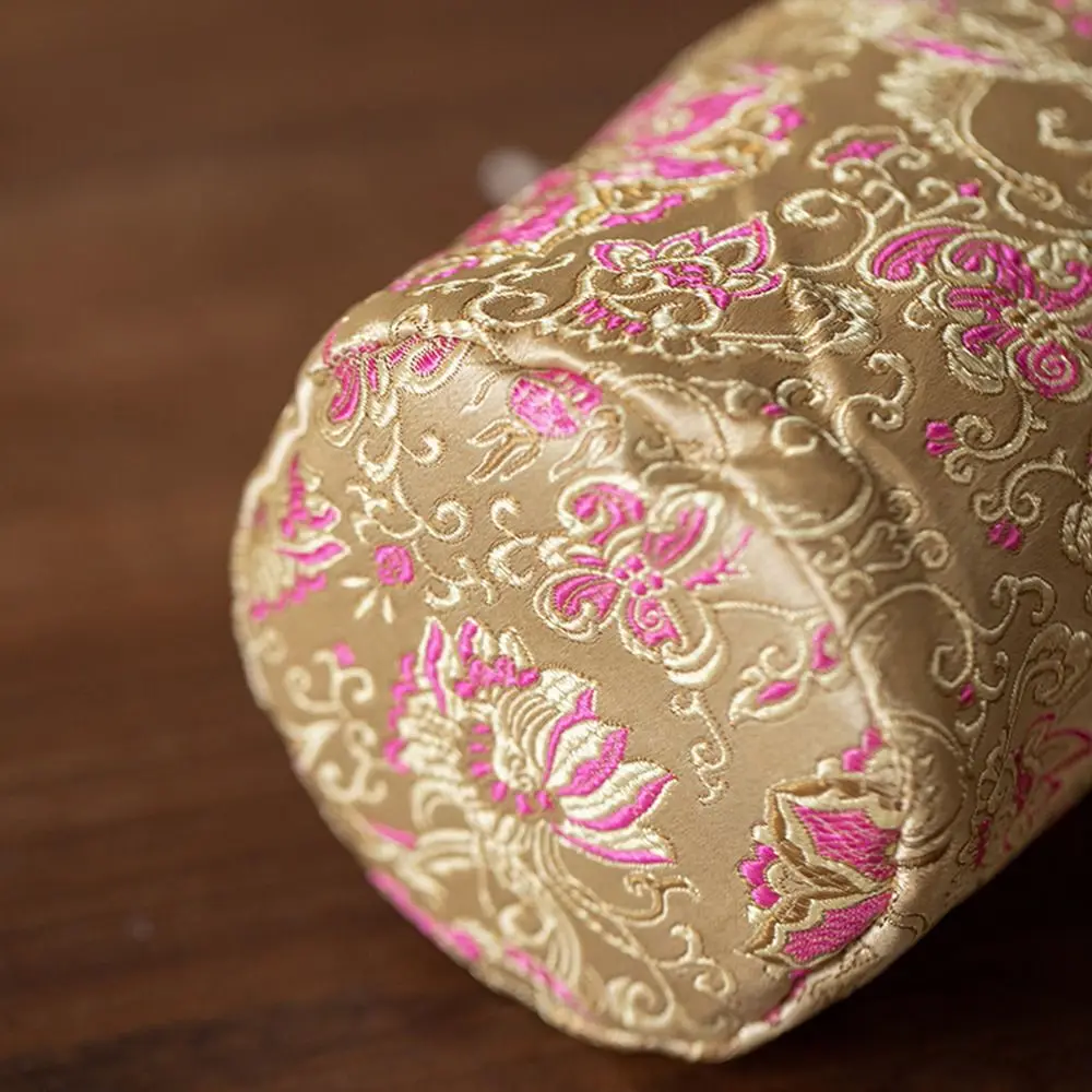 

Chinese Style Embroidered Handbag Handbag Cotton Tea Tools Storage Bag Flower Print Solid Color Drawstring Bundle Pocket Purse