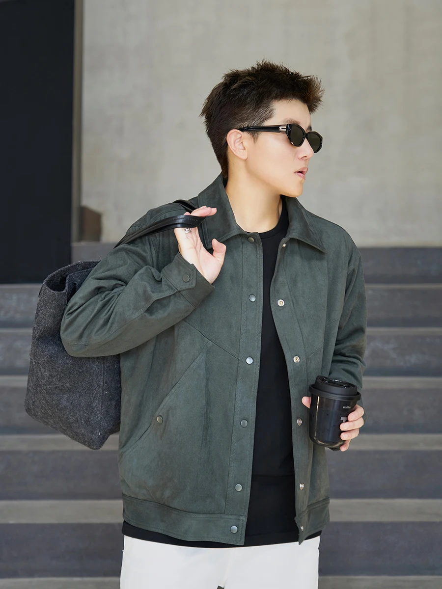 

Осенняя ретро-куртка Cookawu из замши, нейтрального цвета, с простым дизайном и разрезами, верхняя одежда для женщин и мужчин