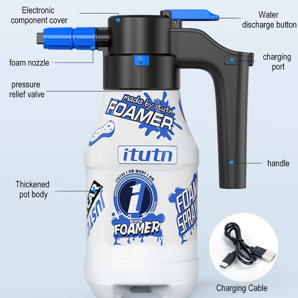 Electric Foam Sprayer Foam Generator For Car Wash 2600mAh Lithium Battery Foam Lance Endurance Car Wash Towel Foam Wash 1.5L