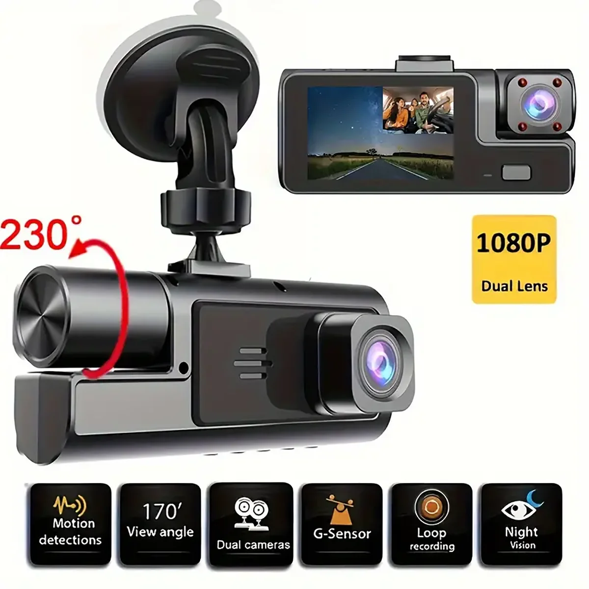 1080P Dual camera Dash Cam for cars Car DVR Front And Inside car camera Cabin Dashcam Video Drive Recorder Mini Dvrs Black Box