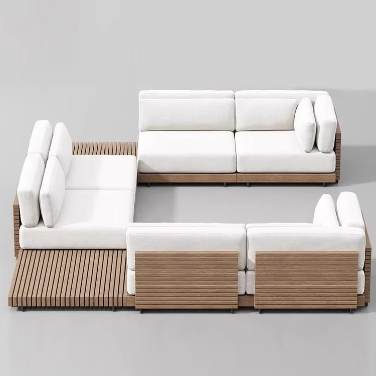 

Modern Single Sofa Furniture Villa Garden Sofa Hotel Outdoor Patio Wooden Teak Sofa