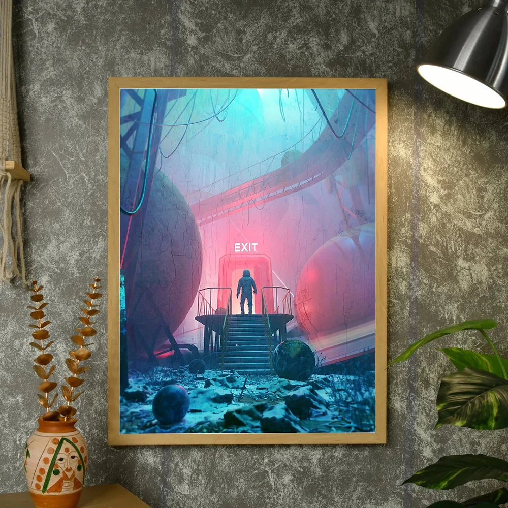 المناظر الطبيعية الخيال العلمي قماش جدار الفن مستقبلية سيتي سكيب Cyberpunk ديكور غرفة المعيشة المنزلي اللوحة التجريدية الحديثة