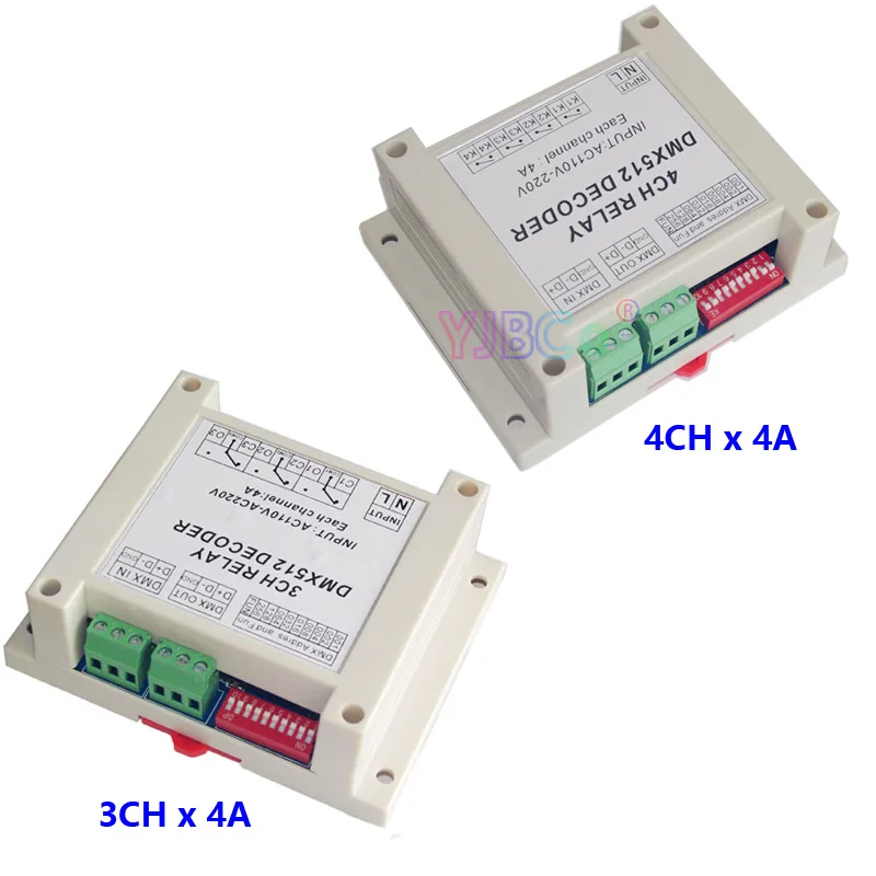 3CH/4CH RELAY DMX512 Decoder DMX-RELAY-3CH/4CH-220 Controller 50/60HZ DMX Relay Switch For RGB Led Strp/Light Lamp AC110-220V