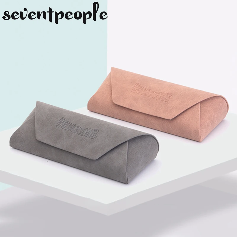 Retro Handmade Glasses Case Soft Sheepskin Texture Waterproof Non-Slip Magnet Buckle Switch Eyeglasses Box Protect Eyewear