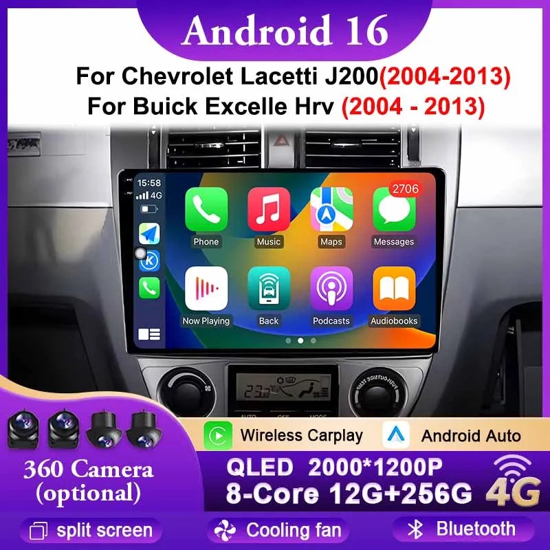 

Android 16 Carplay для Chevrolet Lacetti J200 для Buick Excelle Hrv 2004-2013 Автомобильный радиоприемник Мультимедийный плеер Авто GPS 4G WIFI BT