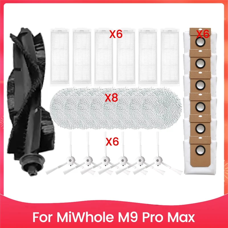 

AB34-для Miwhole M9 Pro Max Formiwhole M9 Pro Max основная роликовая боковая щетка Hepa фильтр швабра тканевый мешок для пыли аксессуары