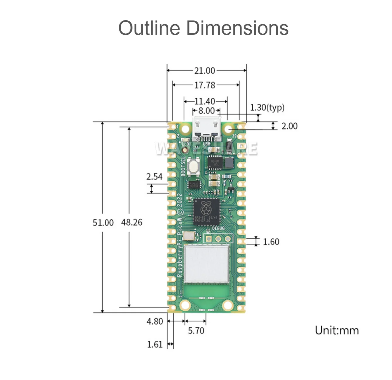 Raspberry Pi Pico W Vi Điều Khiển Ban Xây Dựng-In WiFi Dựa Trên Chính Thức RP2040 Bộ Vi Xử Lý Lõi Kép