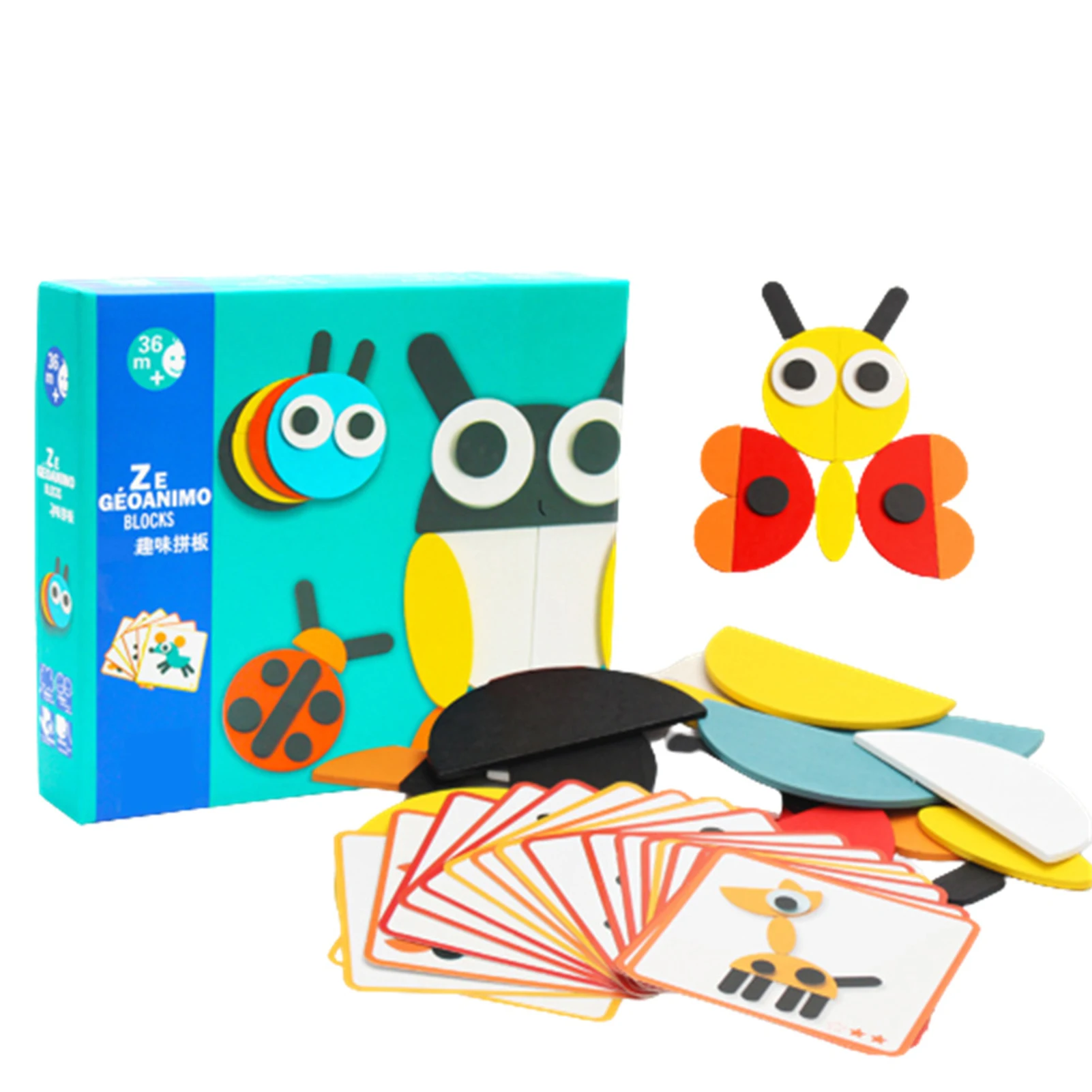 

Wooden Jigsaw Puzzles Learning Matching Puzzle Pieces DIY Art With Storage Bag