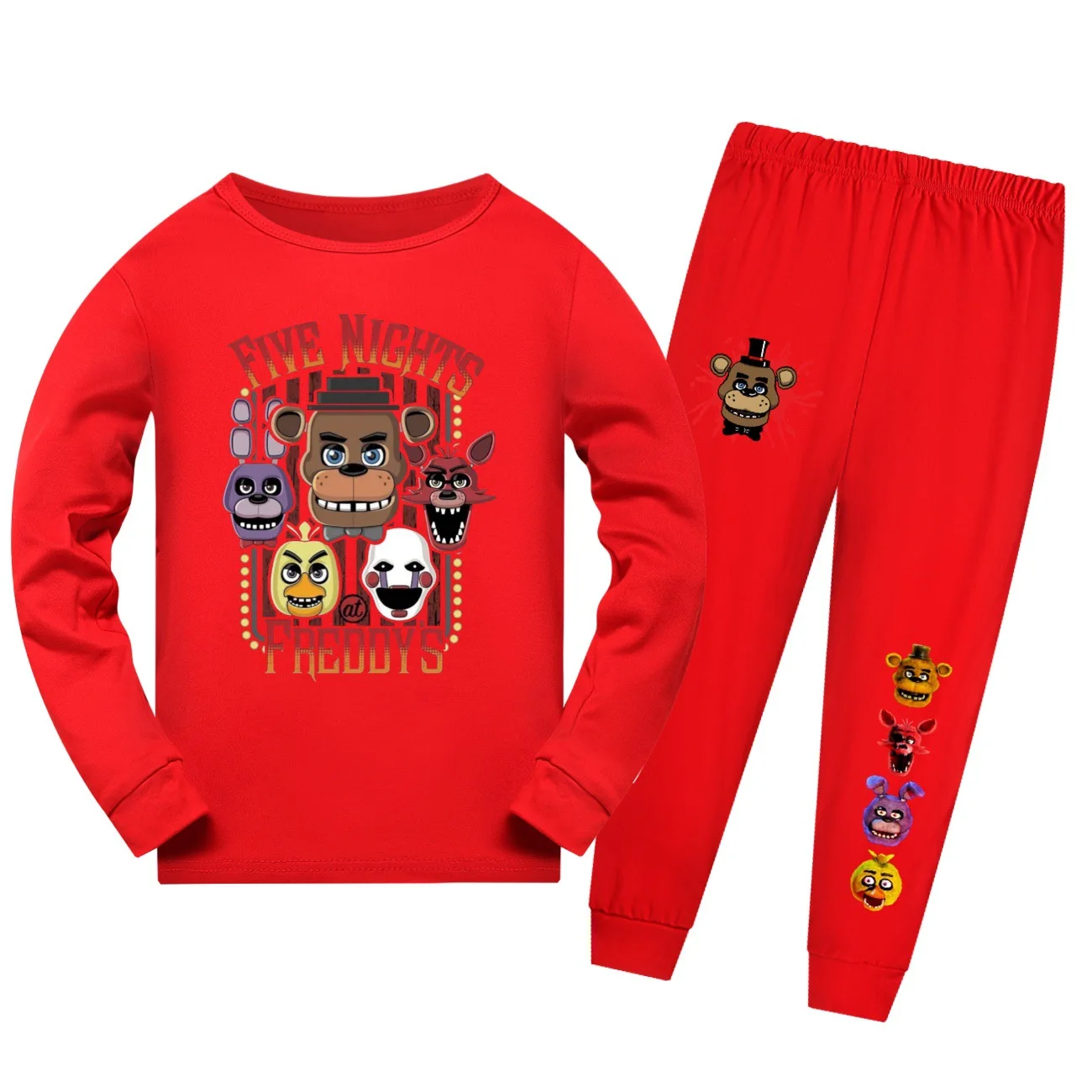 Fashion Clothing Kid Five Night at Freddy Fnaf Long sleeved T-shirt pants Set Children Boys Cartoon Pajamas Girls Sportswear