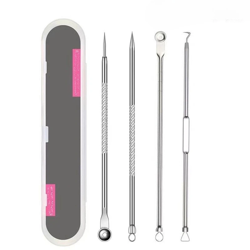 4 Stuks Puistje Popper Tool Kit Comedondrukker Acne Naald Gereedschap Set Verwijderen Zorg Whitehead Popping Acne Remover Huidverzorging gereedschap