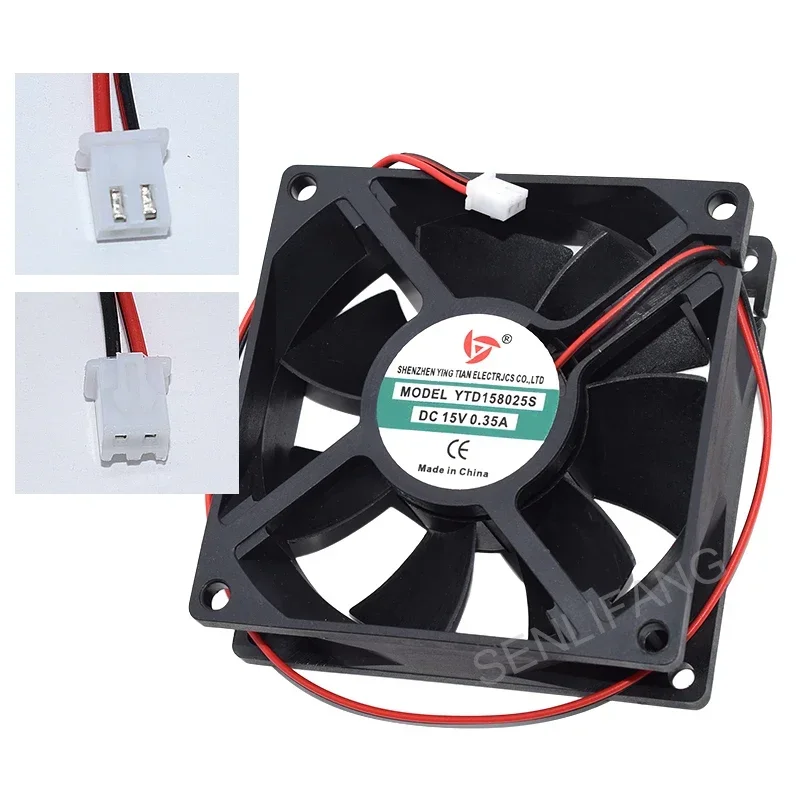 Novo para ytd158025s dc 15v 0.35a 2-wire 80x80x25mm ventilador de refrigeração