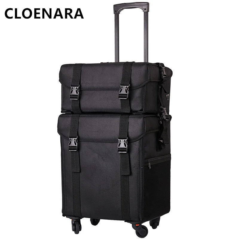 COLENARA Luggage Ladies Trolley Bag Large Capacity Nail Technician Professional Beauty Tools Box with Wheels Rolling Suitcase