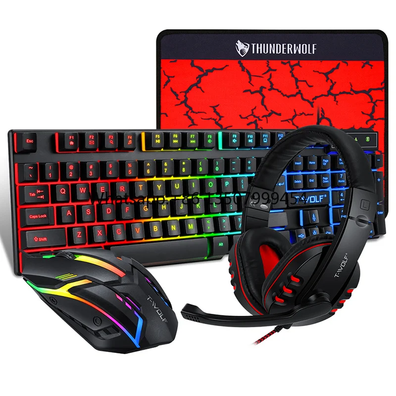 

LIVOLF TF-800 Keyboard Mouse Set Headset Key Mouse Four-piece Game Luminous Game Office Home Cross-border
