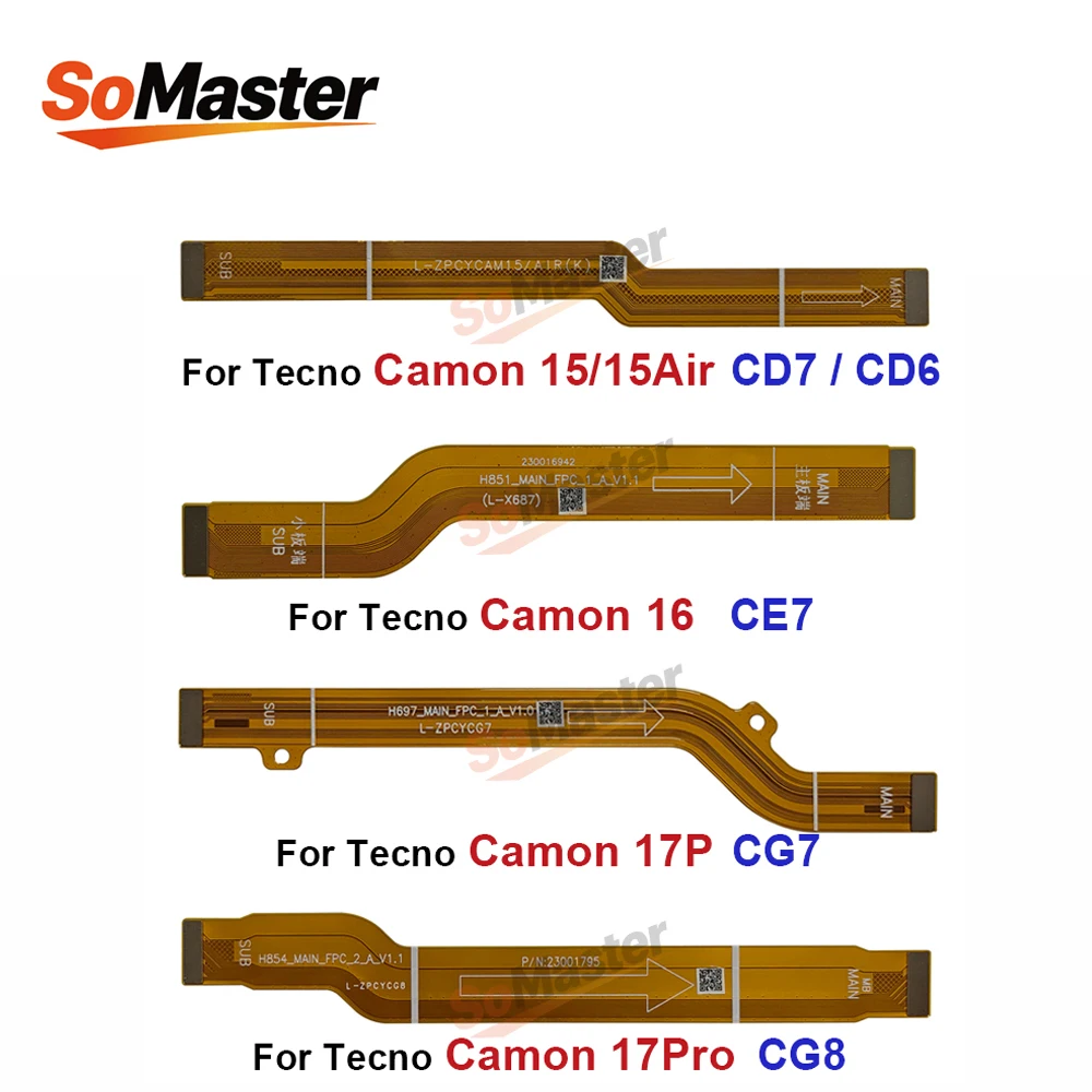 Motherboard Main Board Connector Ribbon Flex Cable for Tecno Camon 15 Air 16 Premier 17 Pro CD7 CD6 CE7 CE9 CG7 CG8 Repair (1Pc)