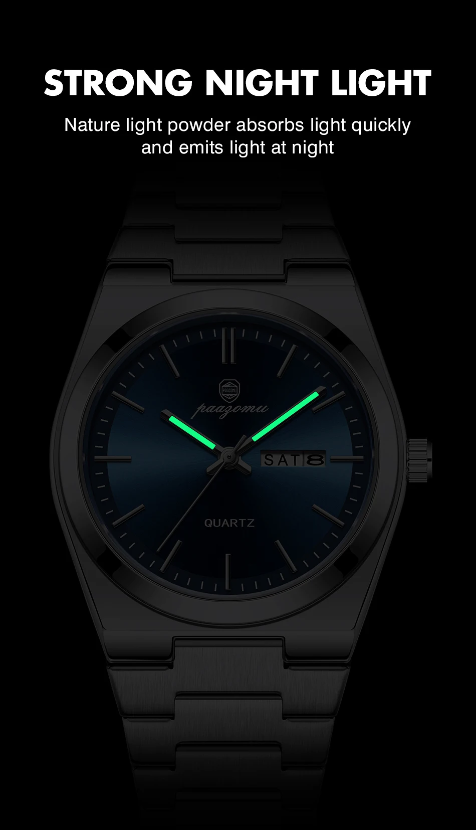 PAAZOMU Ultradünne Quarzuhr für Herren und Damen, minimalistischer Stil, wasserdicht, leuchtende Armbanduhr, bequemer Riemen, tägliches Bürogeschenk – Detail 11