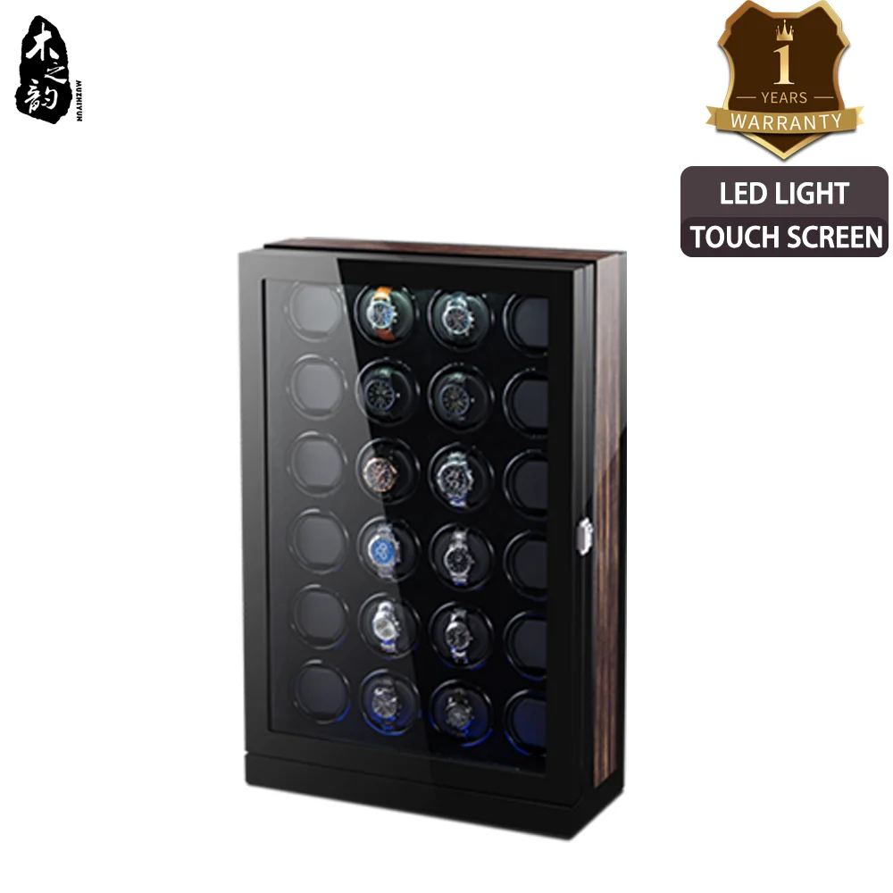 Wooden Automatic Watch Winder Box Luxury Watch Storage Box with LED Light Touch Screen for Watch Collector