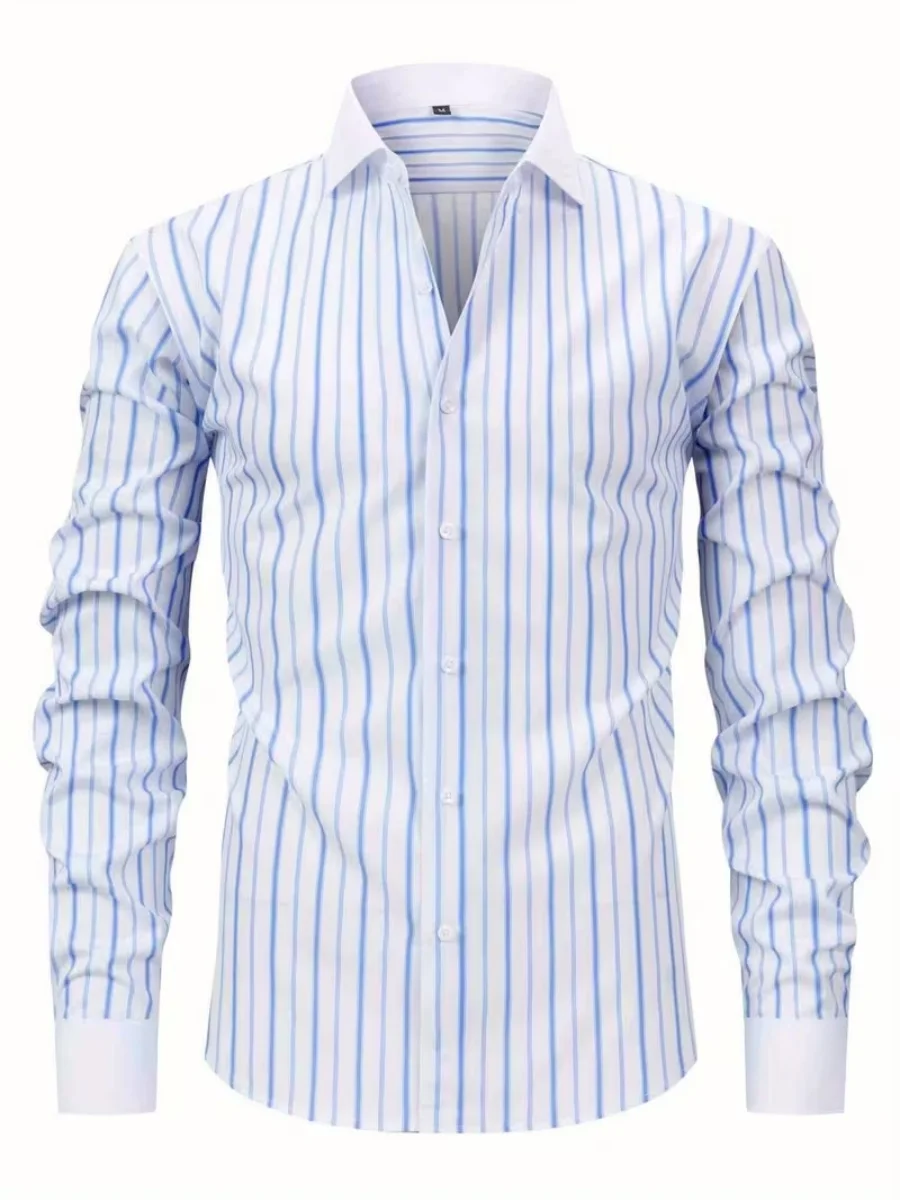 

The New Men's Business Formal Shirt Features Button-down Men's Checked Shirt, High-quality Large-sized Men's Shirt