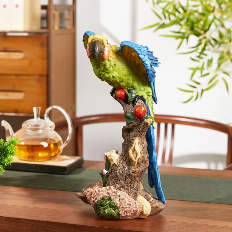 American-style creative parrot ornament for TV cabinet, entryway, and tabletop decoration, realistic bird model resin craft