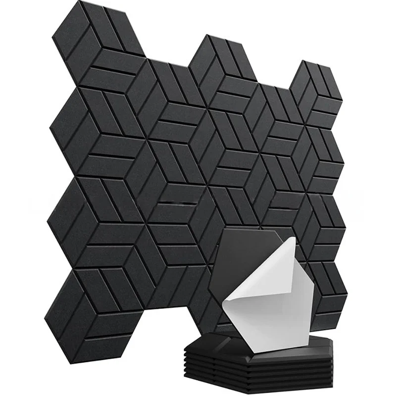 Hexagon Design Background Decor Self-adhesive Felt Acoustic Panels Felt Sound Absorbing Board Diy Background Wall Panel Bedroom