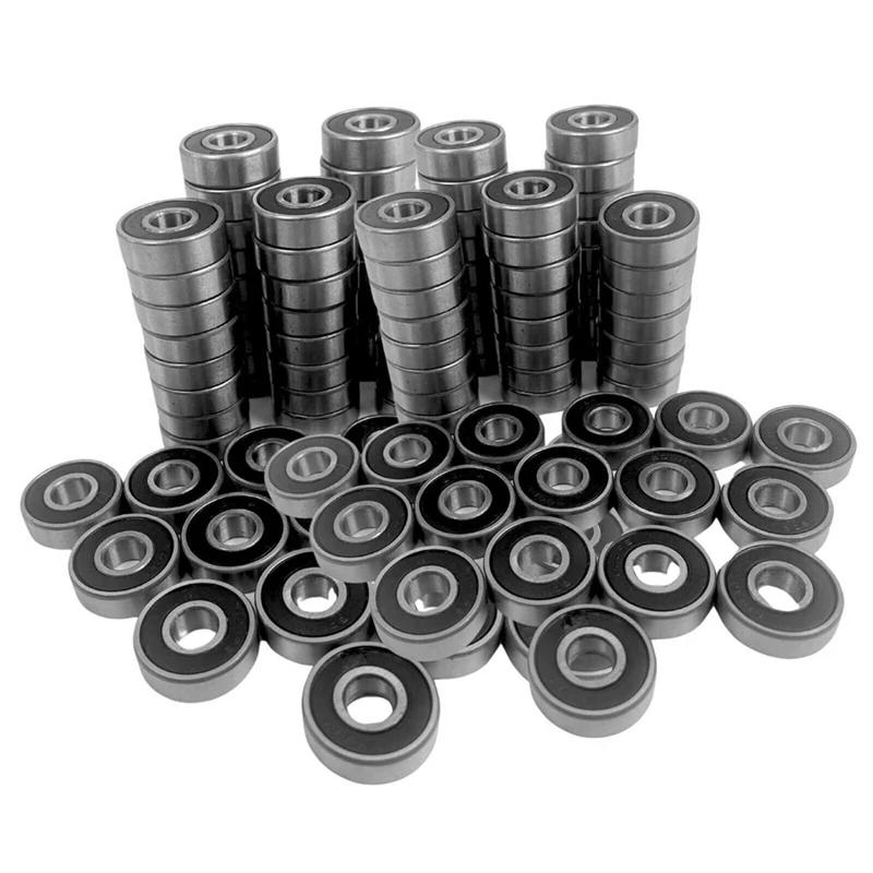 

100 Pack 608 2RS Bearings 8X22x7mm RS Ball Bearing Grease Seal Assembly Roller Skateboard Bearings