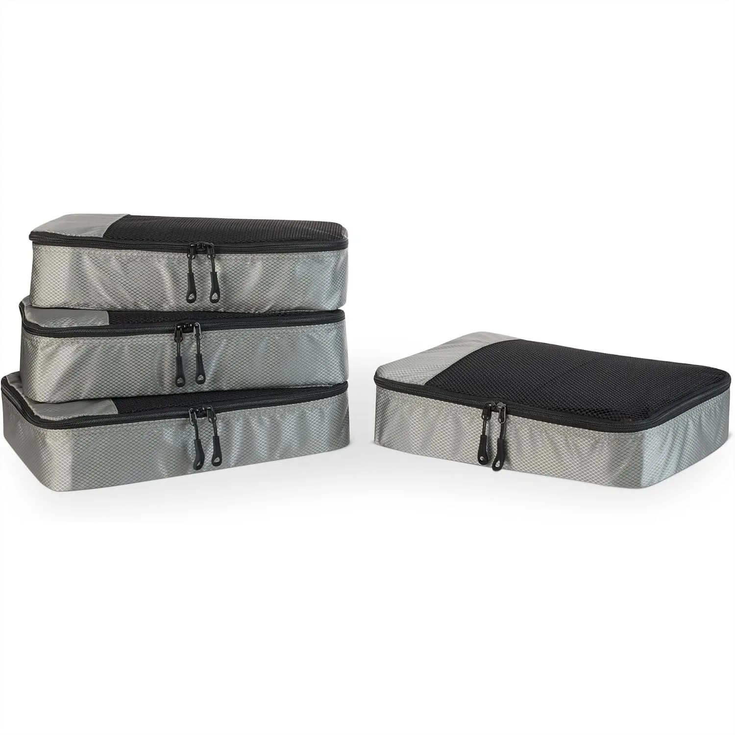 4-Piece Packing Cubes Travel Organizer Set with Double Zipper, Space-Saving Luggage Cubes for Suitcase, Backpack, Tote, Gray