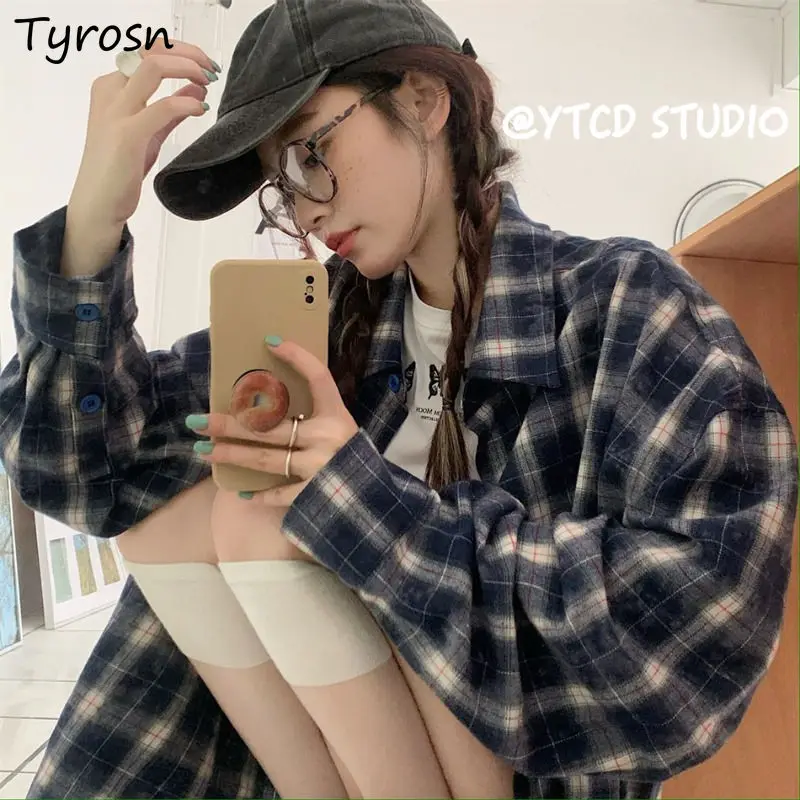 

Plaid Shirts Women Harajuku Casual All Match Streetwear BF Students Fashion Ulzzang Leisure Spring Autumn Outwear New Classic