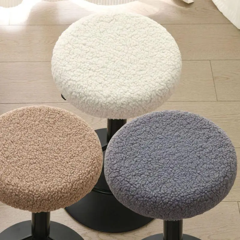 1pc Teddy Fleece Stool Cover Bar Round Swivel Chair Cover Universal Stool Cover Bar Coffee Shop Stool Cover High Quality