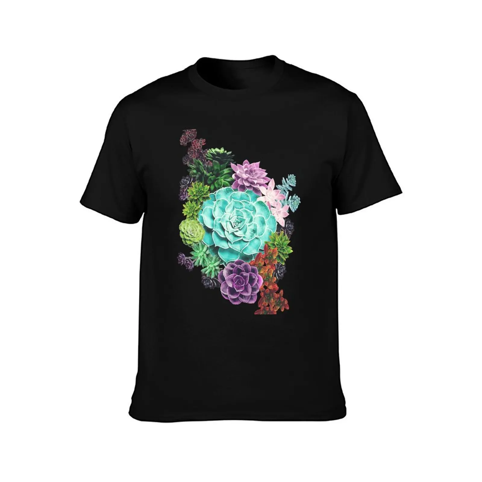 succulent T-Shirt, Summer Casual Cotton Tee, Oversized Streetwear Tops, Vintage Graphic Print, Loose Fit Short Sleeve