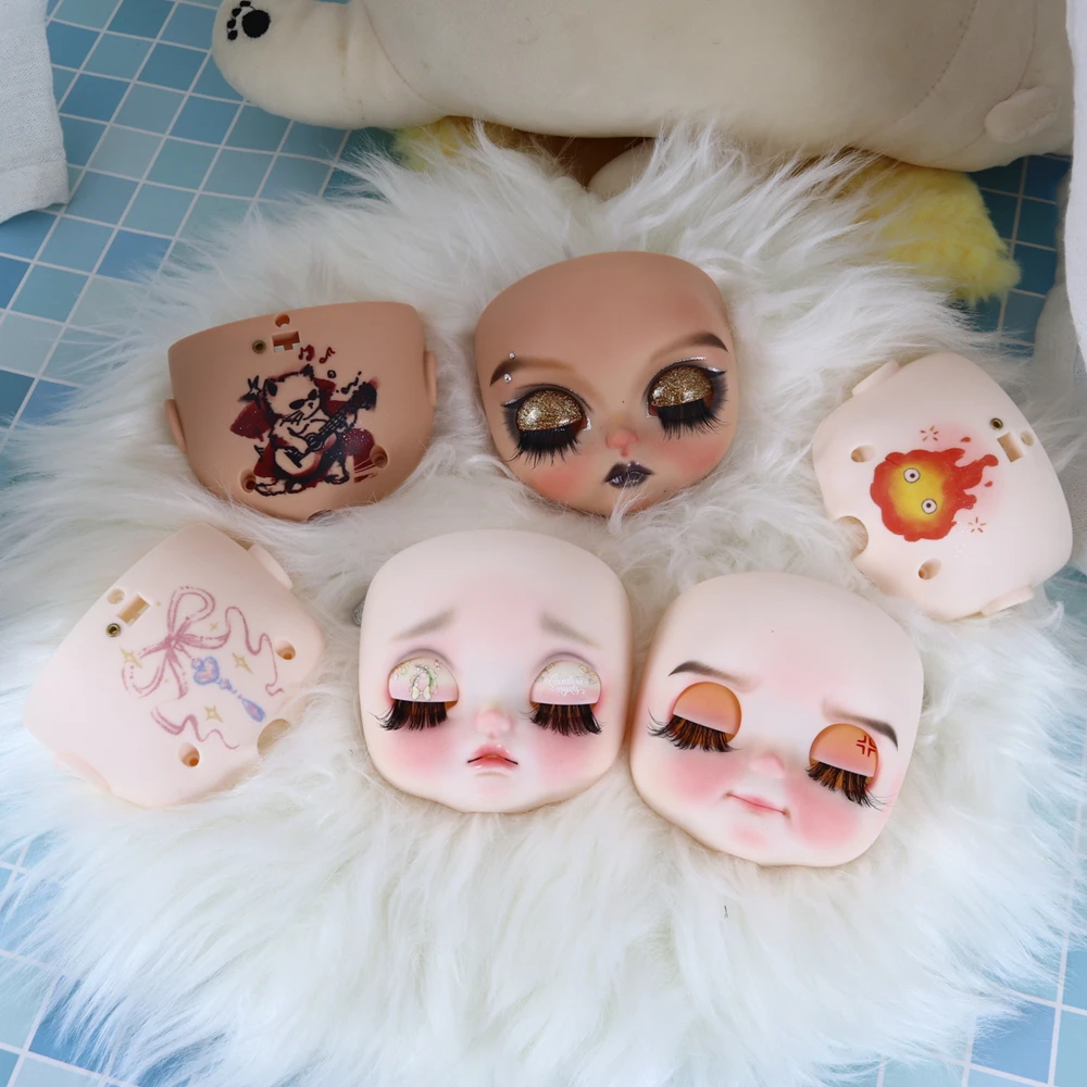 

Buns Baby ICY DBS Ooak Blyth Doll Angry Hand-Painted Face Plate Including Back Plate Screws Carved lips 1/6 BJD Anime Girl