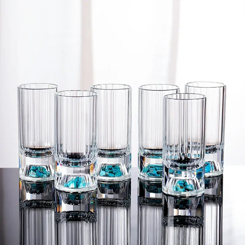 Turquoise vertical pattern one two two two cups light luxury high value home gift Baijiu cup spirits cup