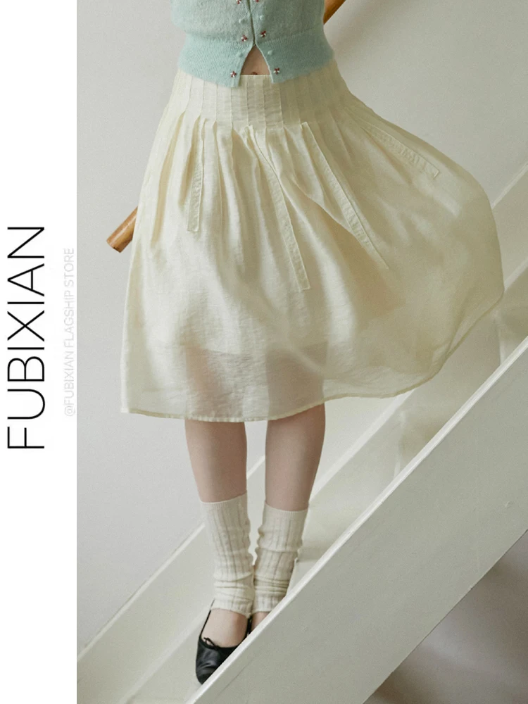 

Ruffle Hem Lace Semi-Formal Skirt Women's High Waist A-Line Skirt Casual Sle Spring Autumn New Arrival