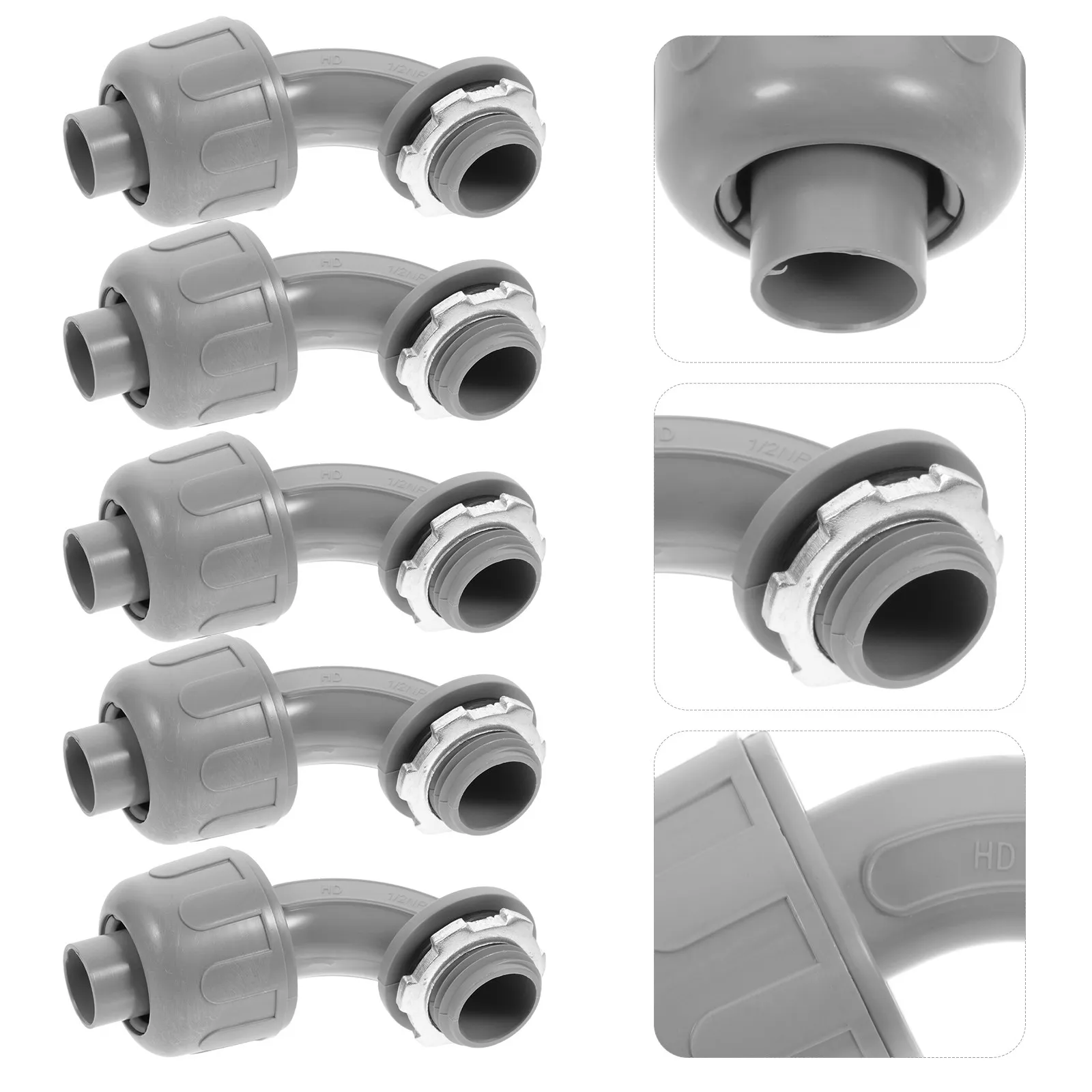 5Pcs Liquid Tight Connector Electrical Degree Angle Fitting Durable Easy Install for Bathroom Outdoor Lighting Marine