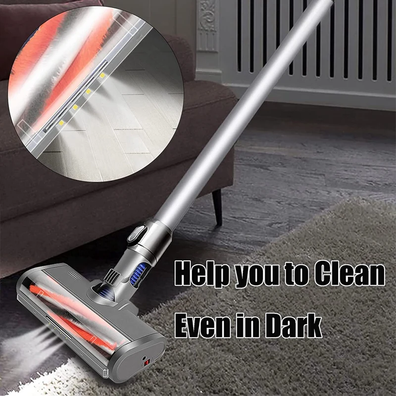 Electric Turbo Roller Brush For Dyson V6 DC58 DC59 DC61 DC62 Quick Release Brush With LED Light For Carpets Hard Floors