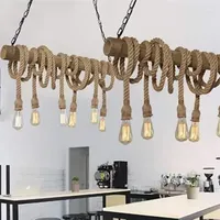 Hemp Rope Pendant Lights Vintage Retro Personality Industrial Hanging Lamp for Loft Living Room Restaurant Edison Hanglamp