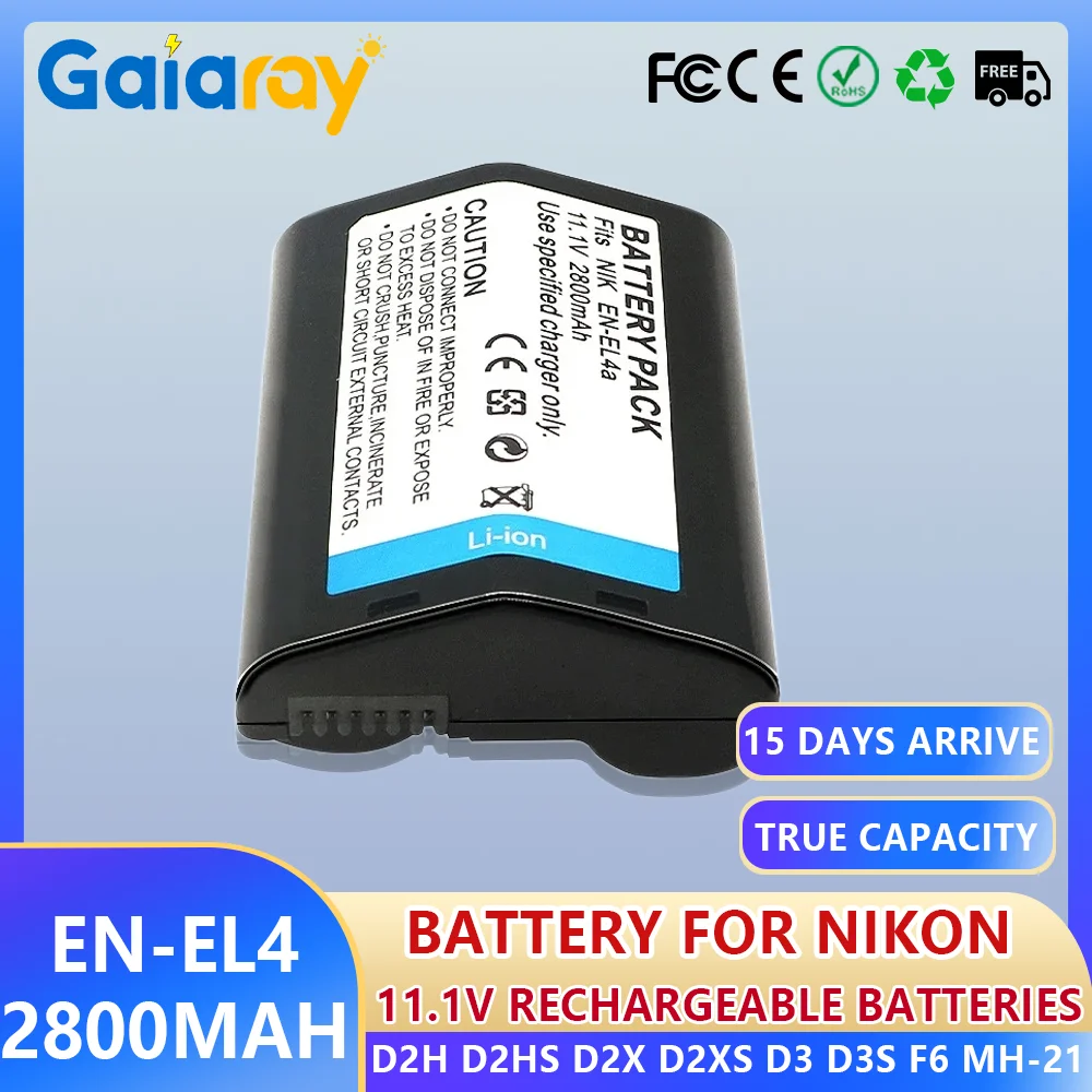 

1-2Pc EN-EL4 EL4 EN-EL4A EL4A Camera Battery 2800mAh Rechargeable Batteries for Nikon D2H D2Hs D2X D2Xs D3 D3S F6 MH-21 Batteria