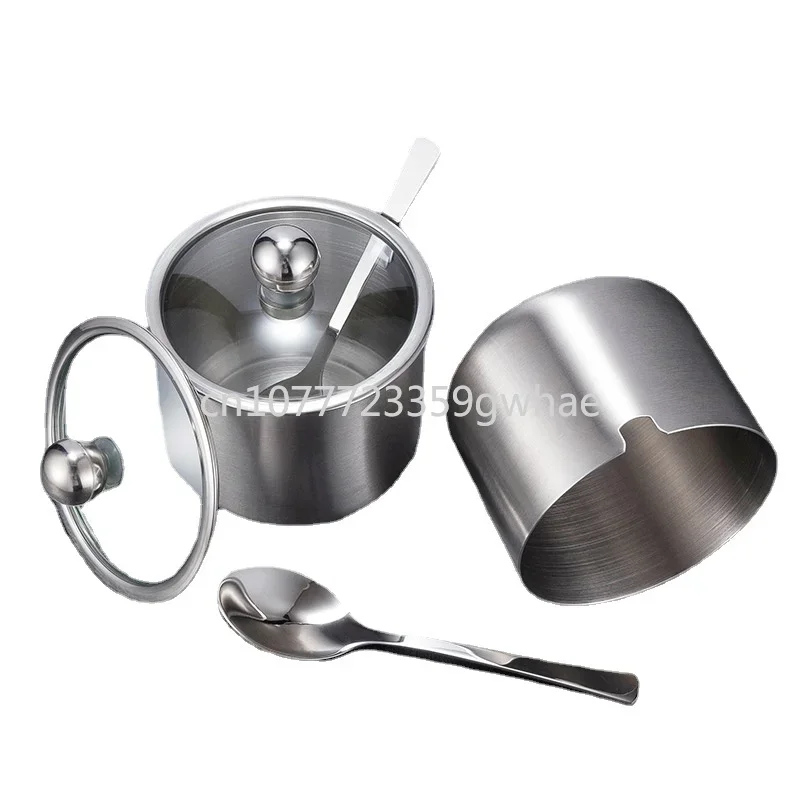 Stainless Steel Cup with Lid, Seasoning Can, Sugar Bowl, Salt Bottle, Sauce Cup